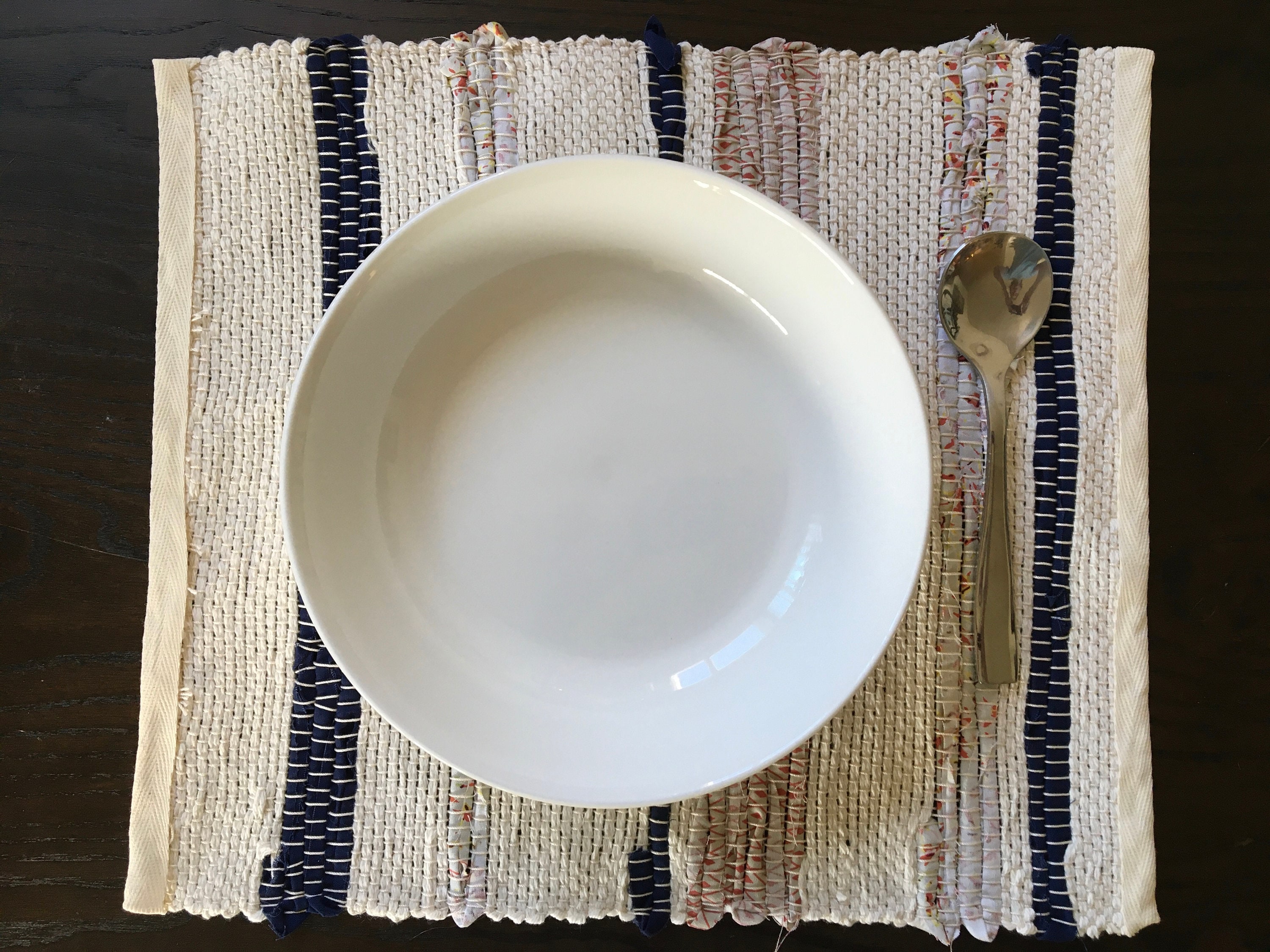 Woven Placemat Blue and Orange Etsy