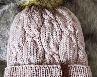 Knot Braid Beanie Knitting PATTERN in English, Digital Download