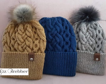 Cable Hat Knitting PATTERN in English, Digital Download