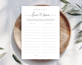 Nombre mínimo digital que ama el juego de despedida de soltera Tune - Descarga instantánea - 4005-TUNE-BLK