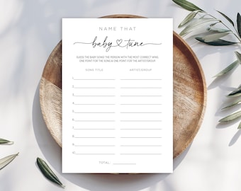 Minimalist Name That Baby Tune Game Cards (NOT EDITABLE) - Digital Download