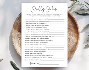 Minimalist Daddy Jokes Gender Neutral Baby Shower Game (NOT EDITABLE) - Digital Download