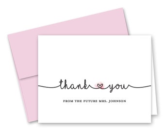 bridal shower thank you cards etsy thank you cards bridal shower