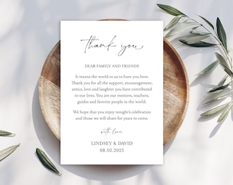 Printed Wedding Thank You Cards, Elegant Place Setting, Set of 10