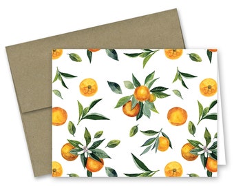 Set of Eight Orange Botanical Cards - Etsy