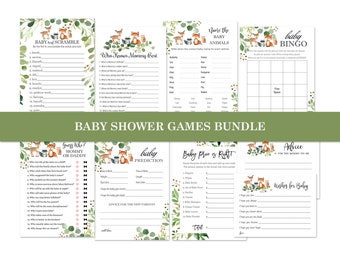 Greenery Woodland Animals Baby Shower Games Printable - INSTANT DOWNLOAD Digital Files
