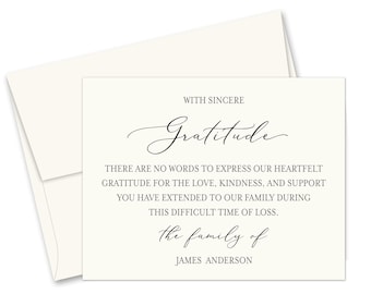 Personalized Sympathy Thank You Cards: Funeral Acknowledgment Notes (Set of 12)