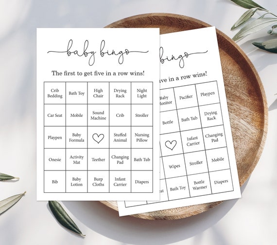 50 Prefilled Minimalist Baby Shower Bingo Cards (NOT EDITABLE) - Digital Download