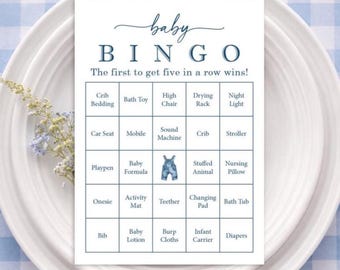 50 Blue Jean Boy Baby Shower Bingo Cards (Prefilled -NOT EDITABLE) - Digital Download