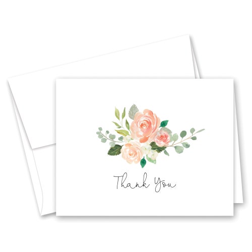 Greenery Floral Thank You Cards Set of 10 With Envelopes Etsy