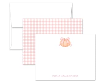 Pumpkin With Bow Flat Cards, Baby Stationery - Set of 12 (includes envelopes)