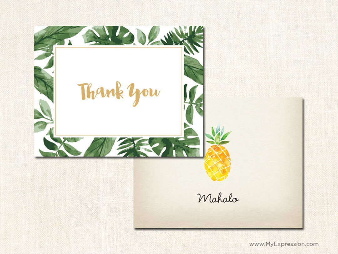Watercolor Tropical Palm Leaves Thank You Cards Rustic - Etsy