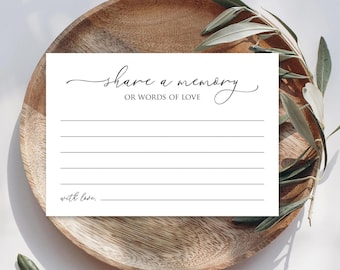 Share a Memory Cards for Funeral, Memorial, Wedding (Digital Download)