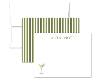 A Tini Note Cards, Olive Martini Personalized Stationery, Espresso Martini Notes - Set of 12