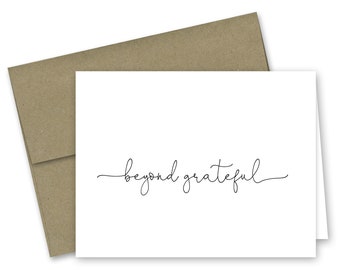 Beyond Grateful Thank You Note Cards - Set of 12 with envelopes - 937