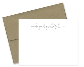 Personalized Minimalist Stationery Note Cards, Flat Cards, Set of 12