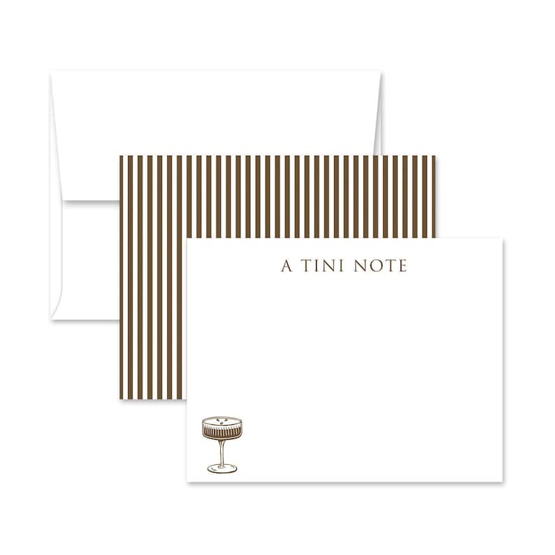 A Tini Note Cards, Olive Martini Personalized Stationery, Espresso Martini Notes - Set of 12 Espresso Martini