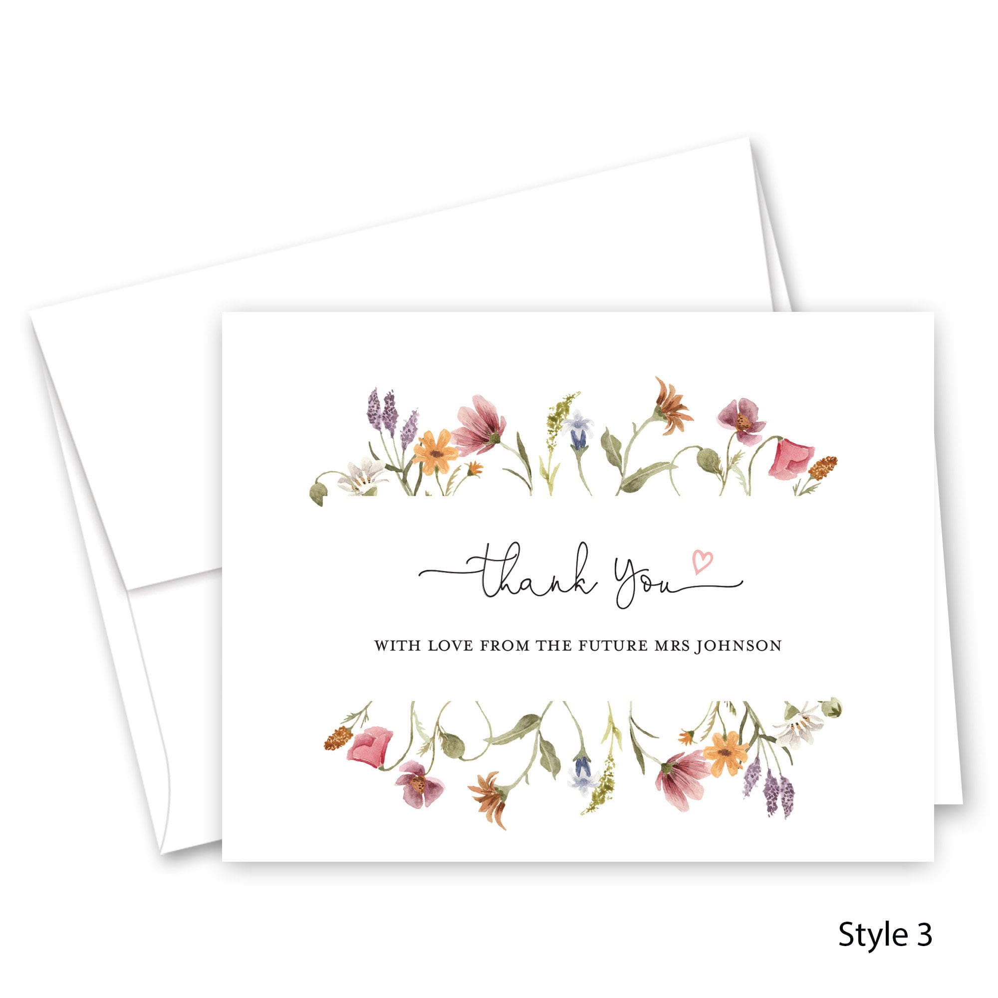 Watercolor Wildflower Thank You Cards - Set of 12 With Envelopes - 995 ...