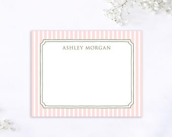 Stripes Personalized Stationery, Customized Notes - Set of 12