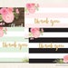 Stripes Watercolor Floral Thank You Cards in Black, Mint, Pink and Rustic Wood - Baby Shower Thank You Cards - Set of 24 with envelopes