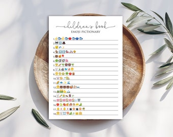Digital Children's Book Emoji Pictionary Baby Shower Game -  Instant Download - 4009-Emoji-BLK