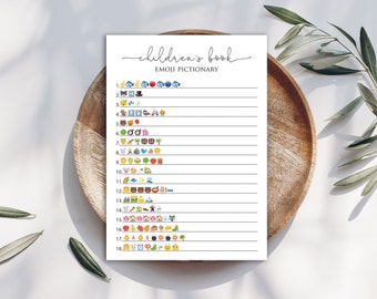 Digital Children&#39;s Book Emoji Pictionary Baby Shower Game -  Instant Download - 4009-Emoji-BLK