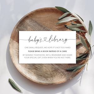 Digitale minimalistische hartscript baby shower boekverzoek invoegkaarten - INSTANT DOWNLOAD