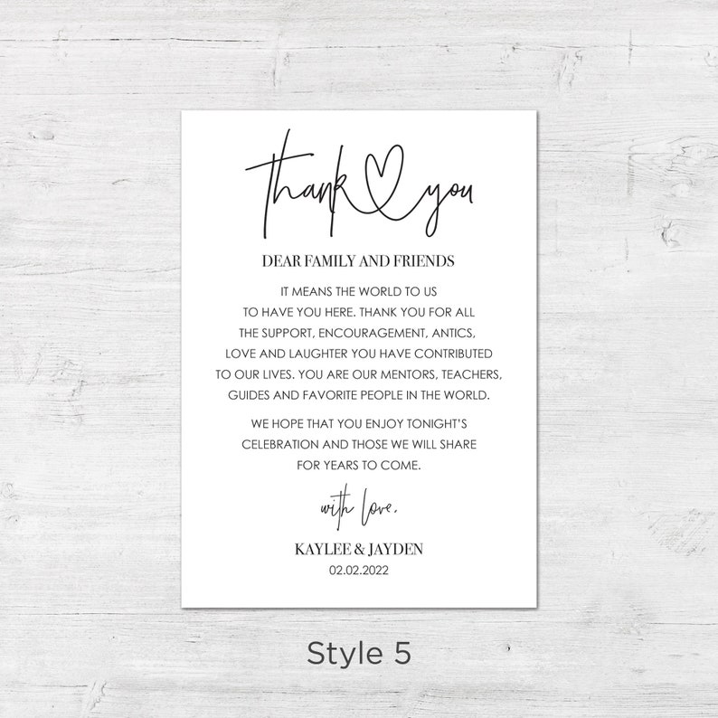Printed Wedding Thank You Cards, Elegant Place Setting, Set of 10 - Etsy