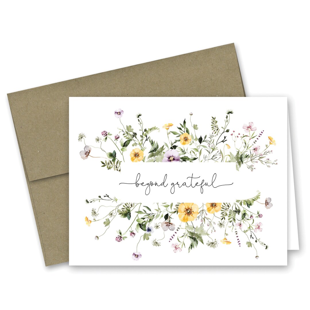 Watercolor Wildflowers Thank You Cards - Set of 12 With Envelopes - 972 ...