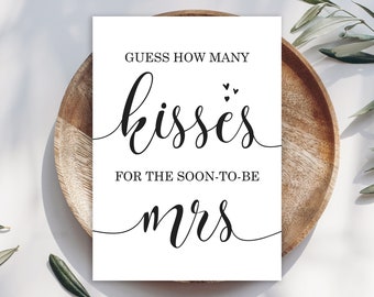 How Many Kisses for the soon-to-be Mrs Guessing Game (NOT EDITABLE) - Digital Download