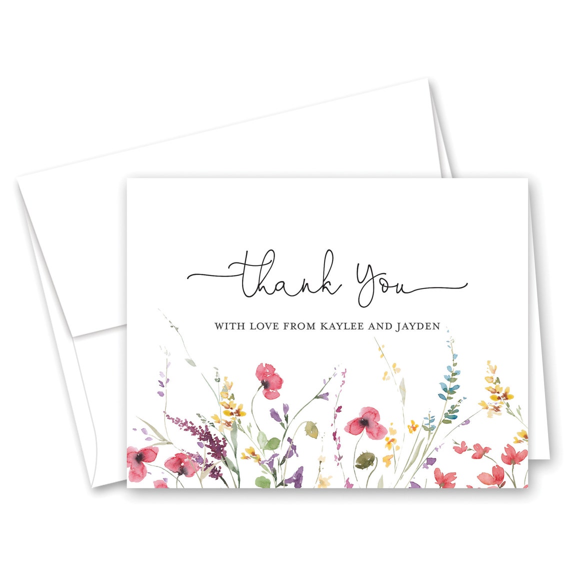Watercolor Wildflower Thank You Cards - Set of 12 With Envelopes - 978 ...
