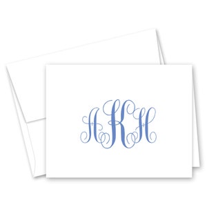 Monogram Initials Personalized Note Cards - Set of 12 with envelopes
