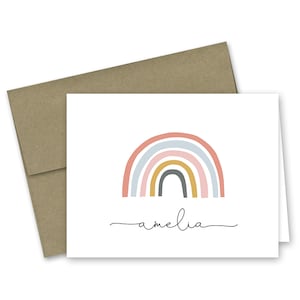 Personalized Rainbow Greeting Cards and Thank You Cards - Set of 12 with envelopes