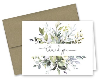 Eucalyptus Greenery Thank You Cards - Set of 12 with envelopes - 860