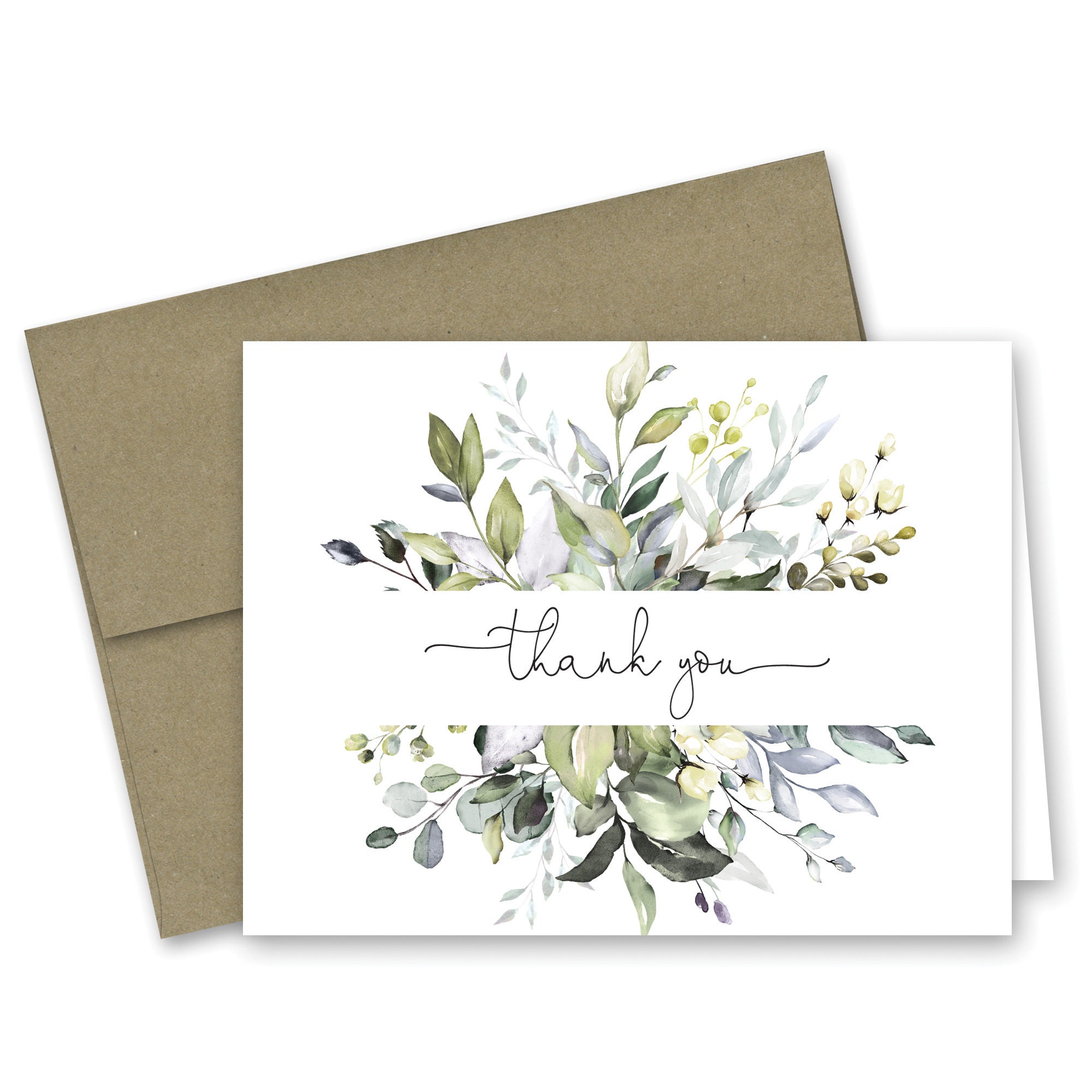 Eucalyptus Watercolor Bouquet Thank You Cards & Envelopes (Set of 24)