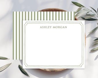Elegant Notched Border Personalized Stationery, Customized Notes - Set of 12