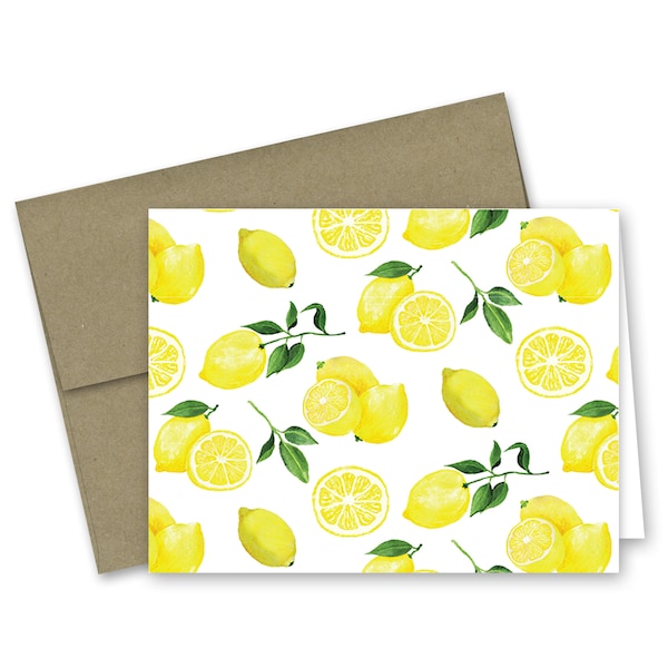 Lemons Note cards, Citrus, Lemon Theme Baby Shower, Bridal Shower Thank You Cards - Set of 12 with envelopes - 848, 849