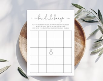 Digital Minimalist Bridal Shower Gift Bingo - Instant Download