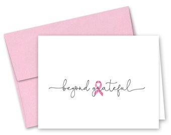 Breast Cancer Beyond Grateful Thank You Note Cards - Set of 12 with envelopes - 937