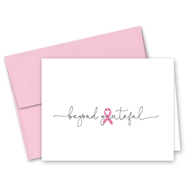 Breast Cancer Beyond Grateful Thank You Note Cards - Set of 12 with envelopes - 937