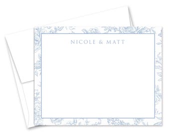 Botanical Toile Personalized Stationery - Set of 12 (includes white envelopes)