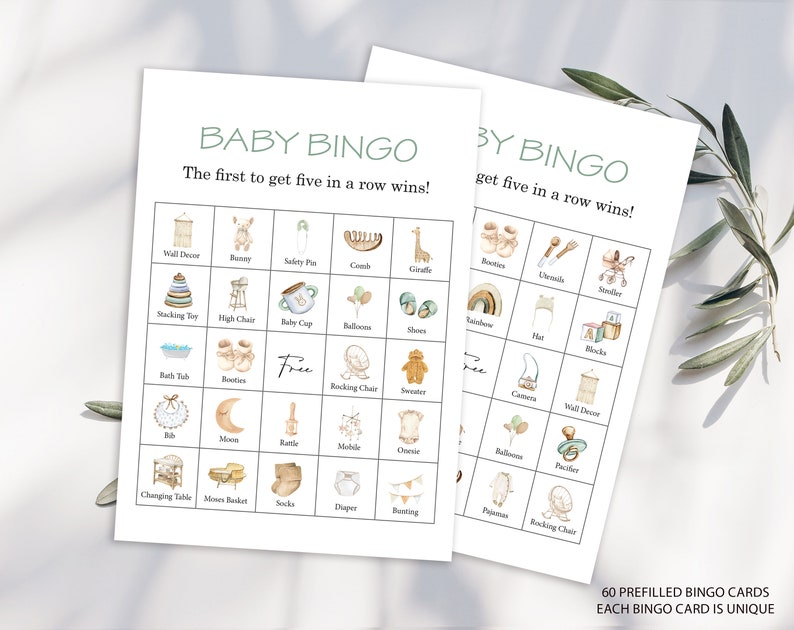 Gender Neutral Picture Bingo For Baby Shower