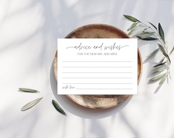 Digital Minimalist Wedding Advice and Wishes Cards for the New Mr and Mrs - INSTANT DOWNLOAD