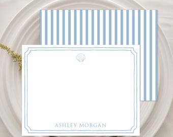 Seashell Personalized Flat Note Cards - Set of 12