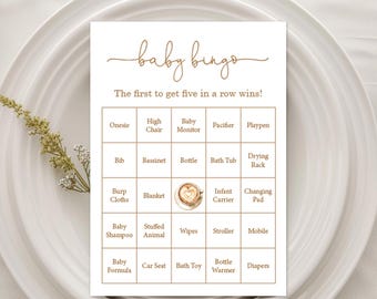 50 Baby is Brewing Coffee babyshower bingokaarten (vooraf ingevuld - NIET BEWERKBAAR) - digitale download