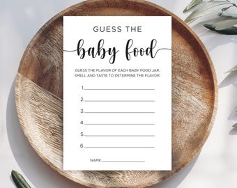 Digital Minimalist Guess the Baby Food Game Card - INSTANT DOWNLOAD