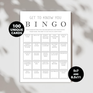 100 Get to Know You Bingo Cards, Find Someone Icebreaker Games  (NOT EDITABLE) - Digital Download