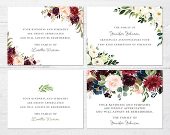 Personalized Floral Sympathy Thank You Cards, Set of 10