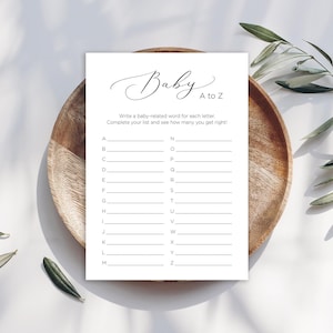 Tarjetas de juego minimalistas para bebés de la A a la Z (NO EDITABLES) - Descarga digital