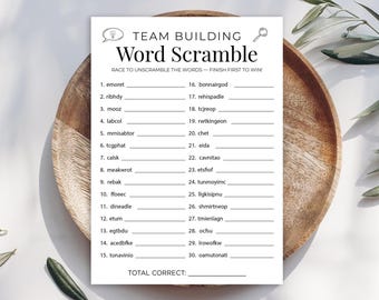 Digital Team Building Office Word Scramble Game - Instant Download